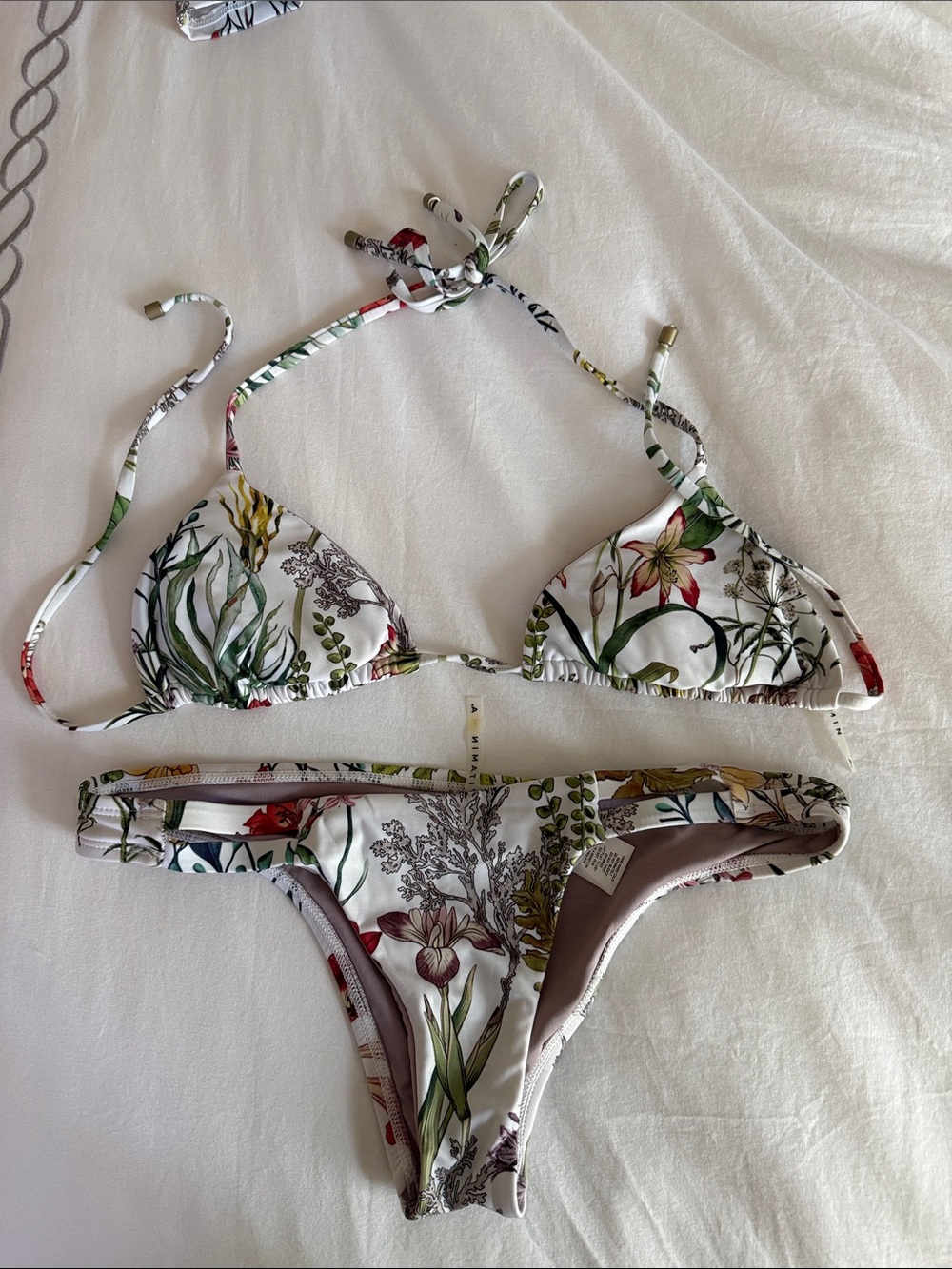 Vitamin A White Floral Triangle Bikini